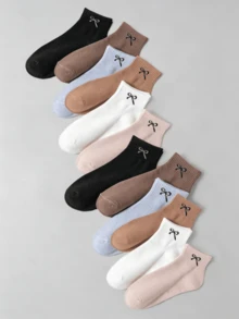 1/5/10 Pasang Kaos Kaki Wanita, Desain Pita Acak Berwarna-warni, Nyaman & Bernapas, Cocok untuk Semua Musim, Kaos Kaki Pendek - MultiWarna - View 3