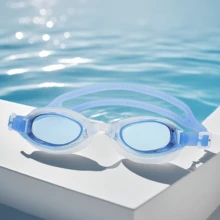 1 pezzo Occhialini da nuoto anti-appannamento con montatura piccola, occhialini da nuoto regolabili per adulti, accessorio essenziale per la spiaggia - celeste - Visualizzare 6