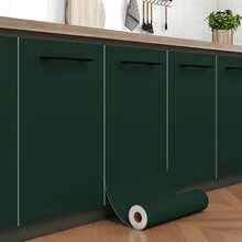 1 Roll Thick DIY Solid Color Wallpaper, Matte Green PVC Waterproof Anti-Fouling Self-Adhesive Wall Sticker, Suitable For Bedroom, Living Room, Study, Children's Room, Easy To Match Pattern, 40CM*100CM/300CM/500CM - Green - View 5