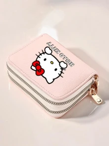 SANRIO 1個可愛卡通Hello Kitty印花PU皮革拉鍊短款女用日常錢包卡夾 - 彩色 - 查看 1