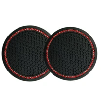 2pcs/1pc 2.76 Inch Universal Size Sparkling Rhinestone Coasters, Non-Slip Silicone Coasters, Anti-Stain Coasters, Car Decor, Women Accessories - 2PCS - View 10