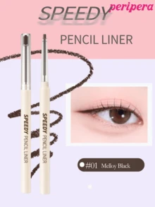 Peripera K-Beauty 速效眼线笔，胶状/凝胶状眼线笔，2mm 细笔尖，眼线笔，显色度高，色彩饱满浓郁，顺滑易涂，不易断，持久不脱妆，哑光妆效，防水防汗，日常韩式妆容 - #01 Melloy Black - 查看 1