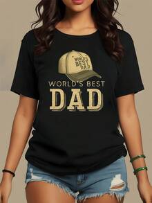 Gorra dorada con frase que celebra al mejor padre del mundo representando amor familiar orgullo y gratitud ideal para regalar en ocasiones especiales camiseta de mujer casual cómoda y moderna - Negro - Ver 8