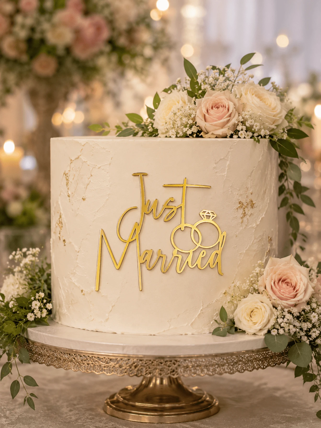 3件組金色「Happy Wedding」壓克力蛋糕插牌，情人節蛋糕禮物標誌、婚禮蛋糕裝飾、週年蛋糕裝飾、訂婚蛋糕裝飾、英文字母蛋糕裝飾、烘焙裝飾、廚房烘焙用品、蛋糕用品、甜點桌裝飾