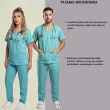 Unisex Scrub Set Surgical Uniform Pajamas Cool Mesh - Green - View 2