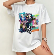 Zombies "Love For All Zombies" Retro Collage T-Shirt | Gender Neutral Oversize Fan Shirt White - White - View 1