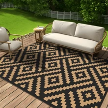 1pc Nordic Modern Classic Geometric Rhombus Pattern Outdoor Rug/Carpet/Area Rug/Doormat, Suitable For Entryway, Balcony, Garden, Outdoor, Patio, Living Room, Soft And Machine Washable, Home Decor - Multicolor 1 - View 5