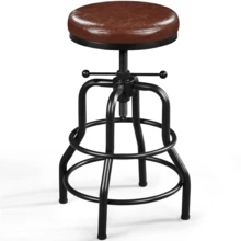 Butterslay Rustic Swivel Bar Stool 21.5-28 Inch Adjustable Bar Stool With Metal Frame Vintage Industrial Faux Leather Barstool Counter-Height Round Stool For Kitchen Dining Room Bistro Restaurant, Black/ Brown/ Light Brown - màu nâu - Xem 11