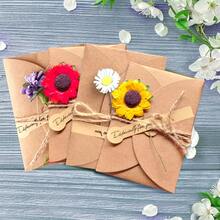 20 Set, Mini Envelopes With Blank Card Vintage Small Kraft Paper Envelope With Heart Closure DIY Blank Note Card Set For Wedding Birthday Party Invitation - Sets - View 4