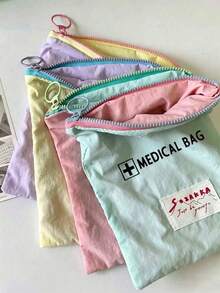 Portable "Medication" Printed Pouch, Pill Organizer Box, First Aid Kit, Cosmetic Bag, Coin Purse, Suitable For Daily Use/Outdoor/Travel, Travel-Friendly Medication Storage, Cosmetics & Phone Accessories Organizer, Travel Essential, Christmas Gift, Personalized Gift Bag, Small Gift Exchange, Room Decor - Multicolor - View 3
