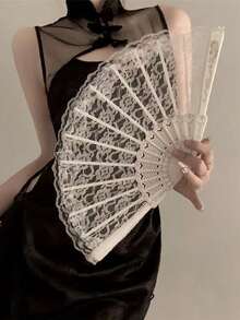 1pc/2pcs Vintage French Lace Tassel Folding Hand Fan, Portable For All Seasons, Suitable For Dancing - Multicolor - View 3
