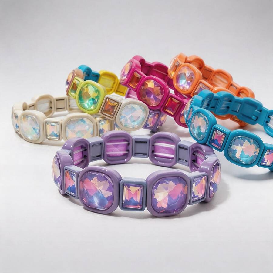 Fashionable Square Handmade Beaded Bracelet, Luxury Exaggerated Casual Elegant Bracelet, Suitable For Women's Date And Daily Wear - Style 1 - View 1