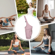 Yoga Mat Bag, Multi-Functional Storage Bag, Large Opening Long Exercise Yoga Mat Carrier, Carrier Holder Bag With Large Size Pocket, Tote Yoga Mat With Water Bottle Pocket And Zipper Pocket, Fit Most Size Mats - Pink - View 6