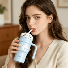 Miniso Sanrio Hello Kitty Cinnamoroll Kuromi Cold Drink Cup Cute Cartoon Thermos Cup Large Capacity Stainless Steel Insulated Cup Tumbler Outdoor Portable Water Bottle 700ml/24oz - Multicolor - View 4