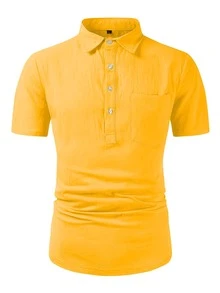Mercer Haus 男士纹理休闲纽扣半门襟口袋短袖 Polo 衫 - 白色 - 查看 5