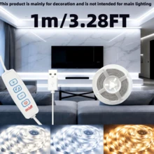 3-60Ft Decorative LED Strip Lights, 3 Color Temperatures Warm White/Natural White/Cool White, USB Powered, Cuttable, Dimmable, With Button On-Off For Bedroom, Stairs, Wardrobe, Mirror, Living Room Decor, Festival Party - Three Color Temperatures - View 13