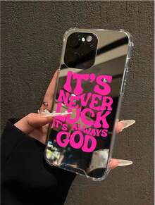 1pc Personalized Pink GOD Slogan Pattern Print Mirror Acrylic Anti-Fall Phone Case Compatible With IPhone 13/11/17/17pro/16/14/15/15pro/15 Plus/15 Promax/7plus/8plus/X/Xs Max/Xr/11pro/12pro/13pro/14pro/12mini/13mini/11promax/12promax/13promax/14promax/14plus/17pro Max/17Air/6/6s Plus/7/8/16Pro/16plus/16promax/Se2/17promax&Compatible With Samsung Galaxy/A54/A14/A12/A13/A15/A32/A33/A24/A52S/S20/S21/S22/S23/S24/S23Plus/S24ultra/S25/A15/A33/A23 - 款式7(1件) - 查看 2