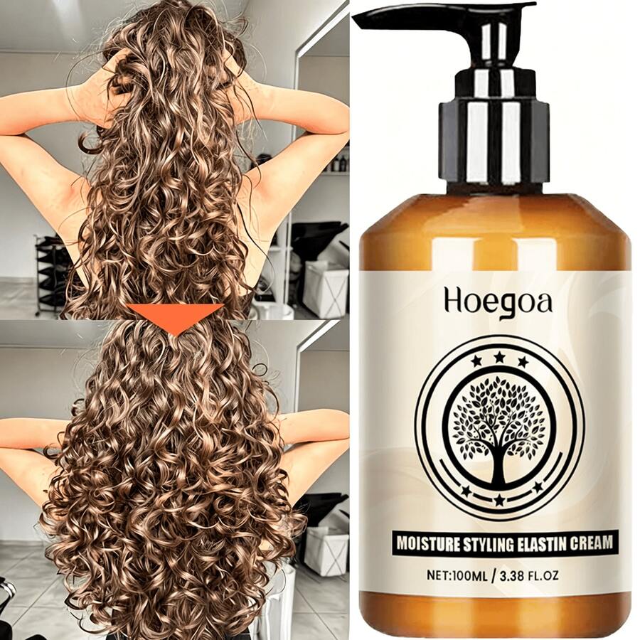Curl Elastic Cream, Long-Lasting Styling Moroccan Volume Moisturizing Elasticity, Morocco Moisture Styling Elastin Conditioner For Curly Hair, Anti-Frizz Curls, For Dry And Curly Hair, Unisex - Full Size - View 1