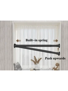 1-Pack Adjustable Stainless Steel Wardrobe Rod, Extendable Bathroom Towel Rod, Clothes Hanger, Curtain Rod, Closet Hanging Rod, Extendable Shower Curtain Rod, Balcony Rod - No Drilling Required, Suitable For Curtains, Doors, And Bedroom Clothes - Multicolor - View 5