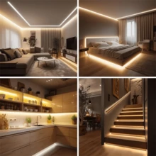 3-60Ft Decorative LED Strip Lights, 3 Color Temperatures Warm White/Natural White/Cool White, USB Powered, Cuttable, Dimmable, With Button On-Off For Bedroom, Stairs, Wardrobe, Mirror, Living Room Decor, Festival Party - Three Color Temperatures - View 9