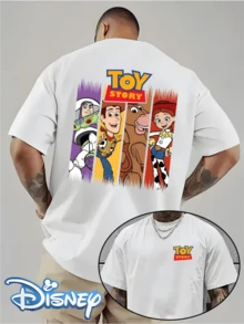 (Disney Licensed T Shirts)Disney PIXAR1 Toy Story Characters Vertical Panels Graphic Tee Men's Oversized Crew Neck Short Sleeve T-Shirt, Casual Streetwear With Buzz Woody Bullseye Jessie Strip Print, Retro Toy Story Double-Sided Loose Fit Tee, Mens Clothes, Men, Ropa De Hombre, Summer Clothes, Men Shirts, Graphic Tees, Disney Outfits Men, Graphic Tees, Camisetas Para Hombre, Camisas Para Hombre, Summer Outfits For Men, Father's Day Gift, Perfect Gift For Family And Friends, Which Are Necessary For Birthday Parties, Disney Shirts, Mens Clothes, Summer Clothes, Officially Licensed Disney T-Shirts, Disney Men's And Women's Spring/Summer Fashion Casual Short-Sleeve T-Shirts, Disney Top - trắng - Xem 1