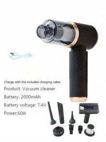 1pc Wireless Handheld Vacuum Cleaner, Dual Use For Home & Car, 5000Pa Strong Suction, Blow & Vacuum 7-In-1 Accessory Gift Box, Long-Lasting USB Rechargeable, Removes Pet Hair, Dust, Debris, Sofa Cleaning, Christmas Gift - MultiWarna - View 8