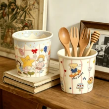 1pc Cartoon Ceramic Storage Jar, Utensil Holder, Suitable For Kitchen Storage, Tableware Storage, Home Decor, Back To School Supplies, Holiday Gifts - View 1