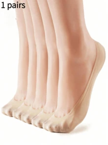 1/3/5 Pairs Women's Nude Lightweight Nylon Invisible Socks, Inner Liner Socks, No-Show Socks, Non-Slip, Suitable For Business And Casual Occasions, Can Be Paired With Flats, High Heels, Casual Shoes, Sneakers And Other Shoe Styles, Perfect For Work, Shopping, Walking, Parties, Daily Wear At Home. For Mothers - Beige - View 7
