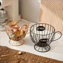1pc Large Capacity Metal Coffee Capsule Storage Basket, Cup-Shaped Design, Suitable For Storing Coffee Capsules, Snacks And Fruits, Ideal For Kitchen Counter Or Coffee Bar Decor - Wrought Iron Storage Basket - View 6