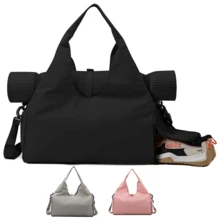 1Pc Yoga Mat Bag, Gym Bag With Shoes Compartment, Large Capacity Women Men Travel Duffel Bag, Lightweight Yoga Mat Bag Carrier With Yoga Strap, Carryall Yoga Tote Bag With Dry And Wet Separation (Pink/Gray/Black) - 黑色 - 查看 1