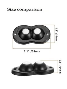 Bộ 4 bánh xe mini tự dính, bi kép nylon, không gây tiếng ồn, dùng để di chuyển các tủ đựng đồ, tủ khóa nhỏ, đồ gia dụng nhỏ, có ổ bi kép. - Đen - Xem 4