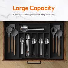 1 pieza Organizador de cubiertos ajustable de plata - Bandeja de utensilios expandible para la cocina, adecuado para almacenar cucharas, tenedores, cuchillos y espátulas en el cajón - Multicolor - Ver 10