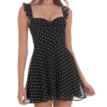 Vestido mini de verano para mujer, color liso, sin mangas, espalda abierta, cintura fruncida, vestido de malla - Negro - Ver 2