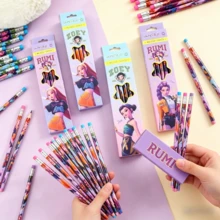 12 pièces/set Stylos marqueurs fluorescents double-pointe de dessin animé, cadeau pour filles, cadeau de haute valeur pour la rentrée scolaire/anniversaire/vacances [livraison aléatoire] - Multicolore - Voir 1