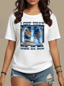 Gráfica divertida que muestra una radiografía luminosa con perritos calientes simbolizando energía interior y actitud audaz perfecta para quienes aman el humor y la confianza camiseta de mujer casual moderna cómoda para verano - Blanco - Ver 1