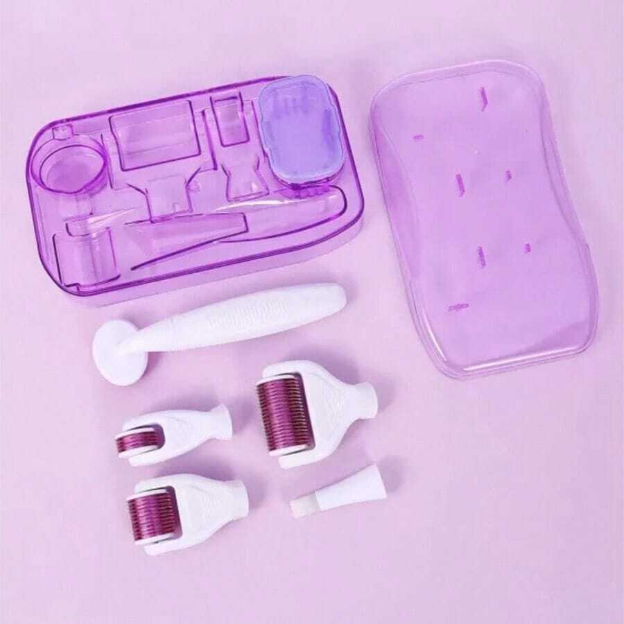 微針滾輪套組，附消毒槽/保護蓋，多種尺寸適用臉部、身體與鬍鬚，美容護膚自我照護臉部按摩工具，髮用滾輪，臉部按摩人造組件，禮物/返校禮物