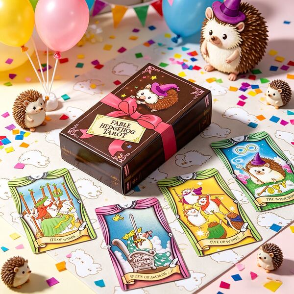 Exquisite And Cute Animal-Themed Tarot Card Set, With Hedgehog Designs On The Cards, Suitable For Daily Divination Use.