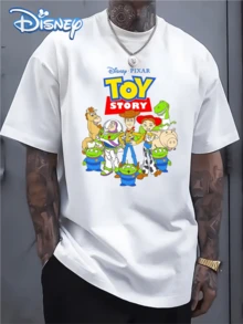 (Disney Licensed T Shirts)Disney PIXAR1 Toy Story All Characters Group Graphic Tee Men's Oversized Crew Neck Short Sleeve T-Shirt, Casual Streetwear With Woody Buzz Jessie Rex Hamm Bullseye Aliens Full Cast Print, Classic Toy Story Double-Sided Loose Fit Tee, Mens Clothes, Men, Ropa De Hombre, Summer Clothes, Men Shirts, Graphic Tees, Disney Outfits Men, Graphic Tees, Camisetas Para Hombre, Camisas Para Hombre, Summer Outfits For Men, Father's Day Gift, Perfect Gift For Family And Friends, Which Are Necessary For Birthday Parties, Disney Shirts, Mens Clothes, Summer Clothes, Officially Licensed Disney T-Shirts, Disney Men's And Women's Spring/Summer Fashion Casual Short-Sleeve T-Shirts, Disney Top - 白色 - 查看 1