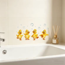 1 miếng dán trang trí bồn tắm có thể tháo rời, hình chú vịt vàng dễ thương đang chơi bong bóng. - Nhiều màu - Xem 3