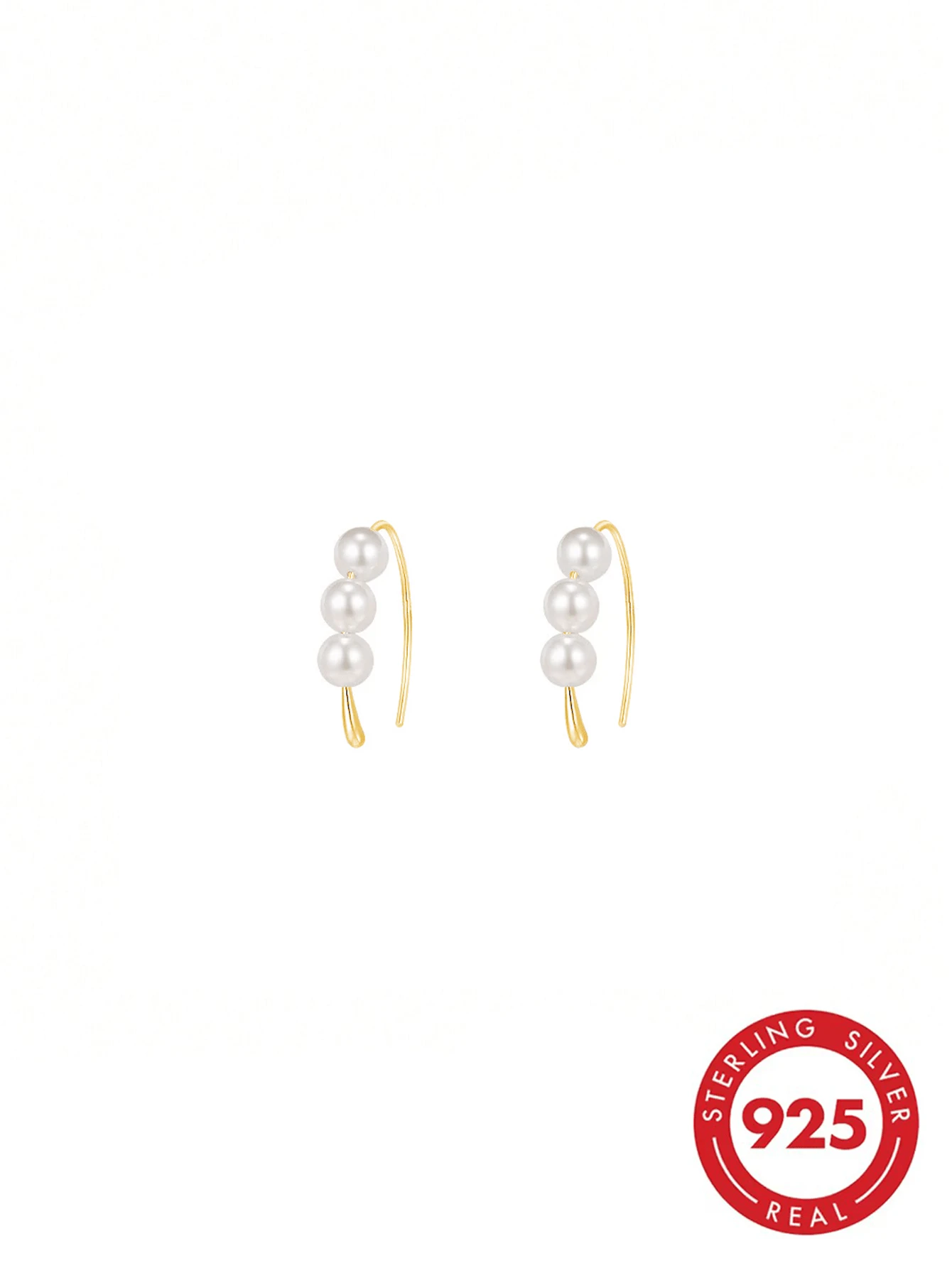 Bông tai móc cài và ngọc trai bằng bạc Sterling S925, thiết kế tối giản thanh lịch kiểu Pháp, phù hợp với tai nhạy cảm, thích hợp đeo hàng ngày, quà tặng ngày Valentine. - Vàng - Xem 1