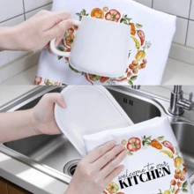 2pcs Watercolor Vegetable & Fruit Illustration, Chili Pepper, Tomato, "Welcome To Our Kitchen" Printed Kitchen Towels, Dish Towels, Hand Towels, Dish Cloths, 15.75*23.62in(40*60cm), Polyester Microfiber Material, Modern Soft Absorbent Cloths, Kitchen Accessories, Machine Washable, Suitable For Dining Room, Kitchen, Bathroom, Home Decor, Gifts, All Seasons - Multicolor - View 11