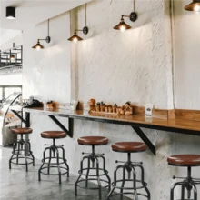 Butterslay Rustic Swivel Bar Stool 21.5-28 Inch Adjustable Bar Stool With Metal Frame Vintage Industrial Faux Leather Barstool Counter-Height Round Stool For Kitchen Dining Room Bistro Restaurant, Black/ Brown/ Light Brown - màu nâu - Xem 10