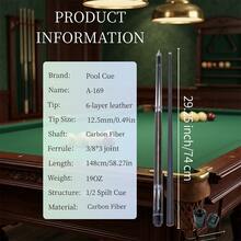Carbon Fiber Pool Cue, 2 Pieces Billiard Cue Stick, 12.5mm Tip, 146cm, Practice & Beginners - Multicolor - View 2