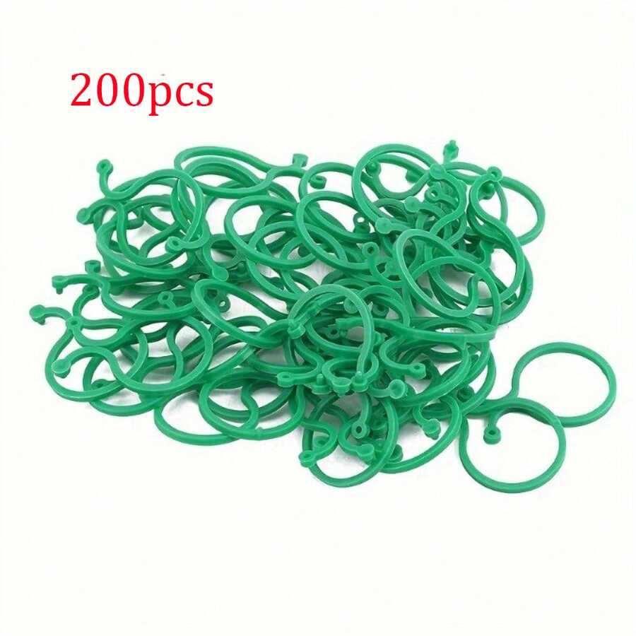 100 piezas Juego de soporte para plantas de jardín: Clips de enrejado, Crecedor de enredaderas, Cuerda de yute, Ataduras, Fijadores de enredaderas de tomate, Estantería multiusos para trepar plantas - 200 piezas - Ver 1