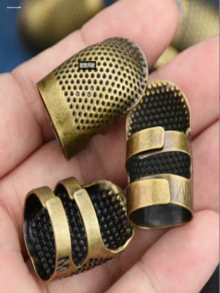 2个复古可调节顶针，手工黄铜顶针护指器，适用于家庭缝纫、十字绣工具 - A - 查看 4