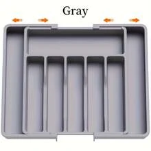 1 pieza Organizador de cubiertos ajustable de plata - Bandeja de utensilios expandible para la cocina, adecuado para almacenar cucharas, tenedores, cuchillos y espátulas en el cajón - Multicolor - Ver 2