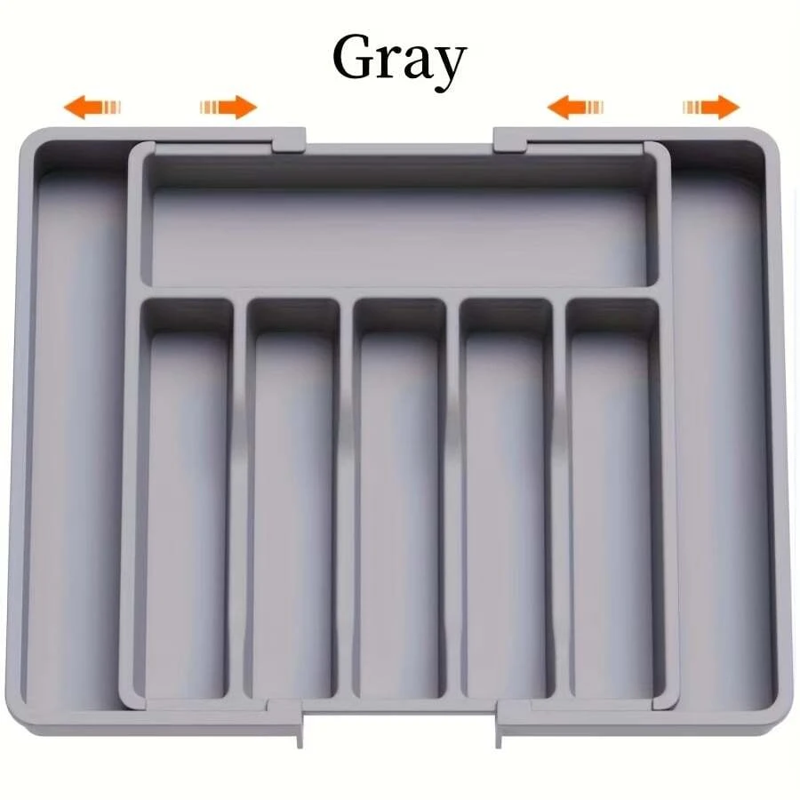 1 pieza Organizador de cubiertos ajustable de plata - Bandeja de utensilios expandible para la cocina, adecuado para almacenar cucharas, tenedores, cuchillos y espátulas en el cajón