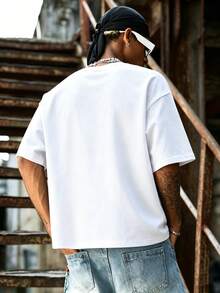 Dope | Men's Short Sleeve Round Neck Tee, American Street Cross Print Minimalist Casual Top For Daily Wear - White - View 5