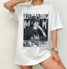 Machine GK "Lost Americana" Retro Collage T-Shirt | Gender-Neutral Oversized Rap Rock Fan Shirt White - White - View 11
