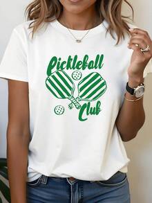 Dos palas verdes cruzadas con una pelota simbolizan energía trabajo en equipo y pasión por el deporte camiseta de mujer cómoda moderna y casual ideal para amantes del pickleball - Blanco - Ver 6
